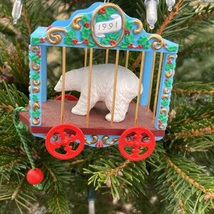 Vintage 1991 Hallmark Polar Circus ornament with box